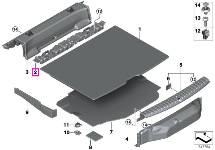 Suport panou podea portbagaj - BMW Seria 1 F40 F70