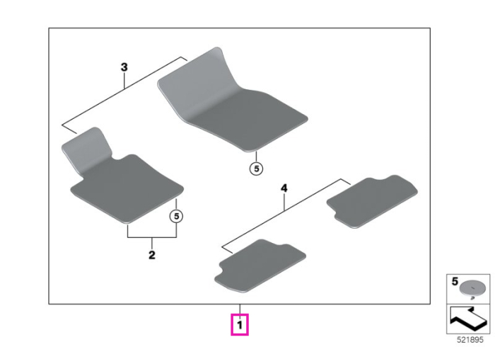 Set covorase fata/spate, Velur, Antracit - Mini Clubman F54 LCI