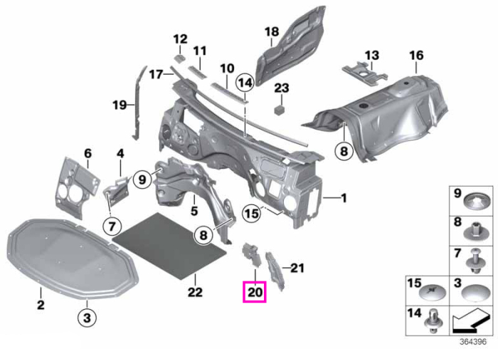 Capac perete despartitor lateral, sus, dreapta - BMW X3 F25, X4 F26