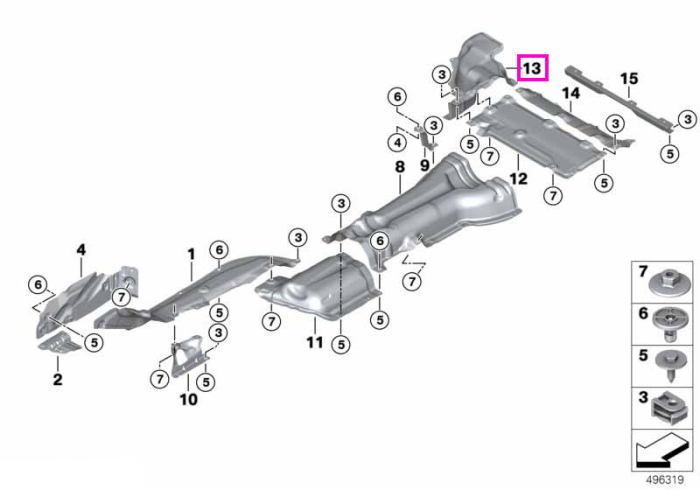 Scut termic evacuare spate, stanga - BMW X3 G01 G08 M F97, X4 G02 M F98
