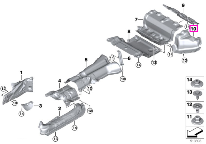 Ecran termic toba finala dreapta - BMW Seria 3 G80 G81 M3, Seria 4 G82 G83 M4