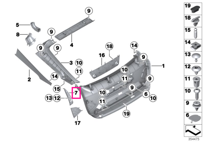 Ornament portbagaj scurgere apa, dreapta - BMW Seria 3 F34 GT	