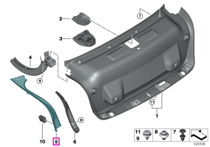 Protectie/Sina jgheab portbagaj, stanga - BMW Seria 4 G22 G82 M4