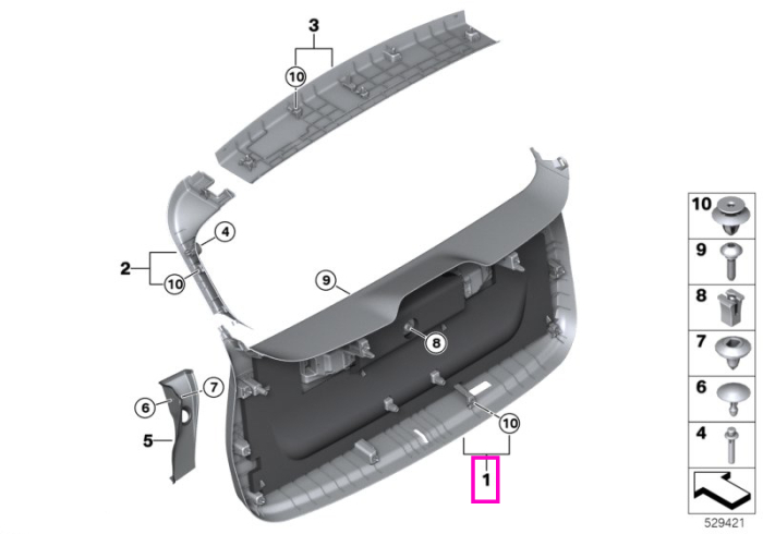 Panou ornamental interior hayon, inferior - BMW X1L U12, X1 U11