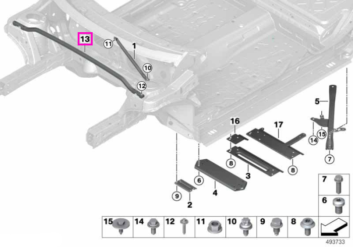 Bara rigidizare turele amortizor fata - BMW X1 F48, X1L F49, X2 F39 - Mini Countryman F60