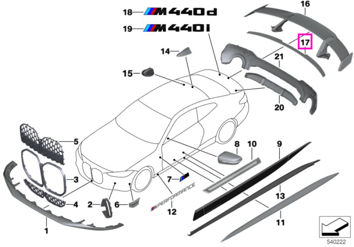 Eleron spate, carbon, "M Performance" - BMW Seria 4 G22