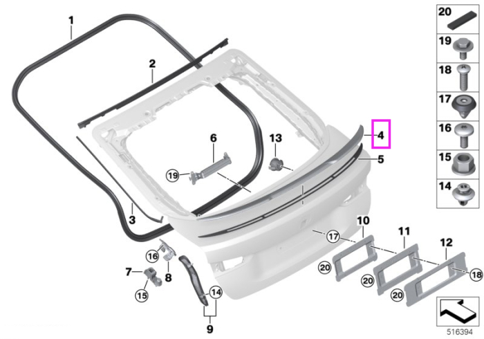 Ornament/Spoiler capota portbagaj primerizat (pregatit pentru vopsire) - BMW Seria 4 G26 Gran Coupe, i4 G26 Gran Coupe