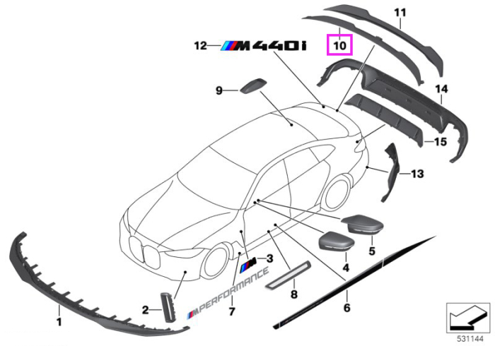 Ornament/Spoiler capota portbagaj, M Performance - BMW Seria 4 G26 Gran Coupe, i4 G26 Gran Coupe