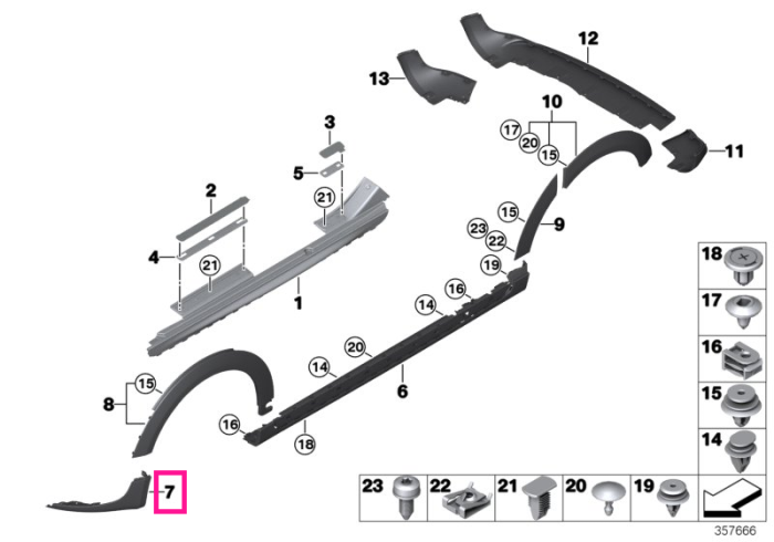 Ornament bara fata dreapta JCW cu PDC (JCW / PDC) - Mini Cabrio F57, F55, F56