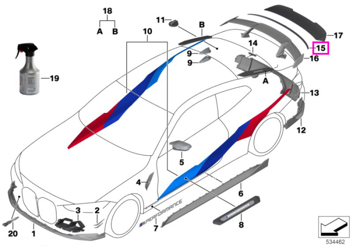 Spoiler spate, carbon, M Performance (CFK) - BMW Seria 3 G80M3