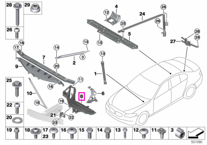 Suport far dreapta - BMW Seria 5 F10 F11 F18