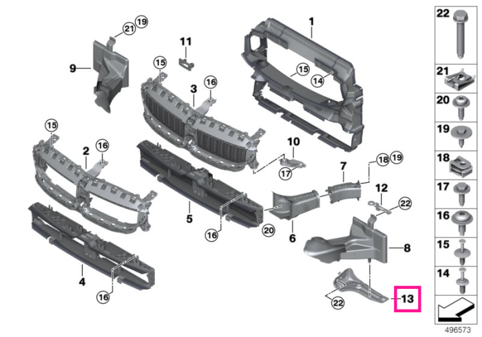 Suport inferior, dreapta, radiator auxiliar - BMW Seria 2 G42, Seria 3 G20 G21, Seria 4 G22 G23 G26	