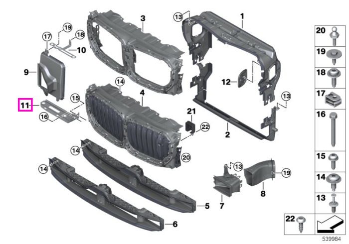 Suport radiator suplimentar, dreapta jos - BMW X5 G05 M F95, X6 G06 M F96, X7 G07, XM G09