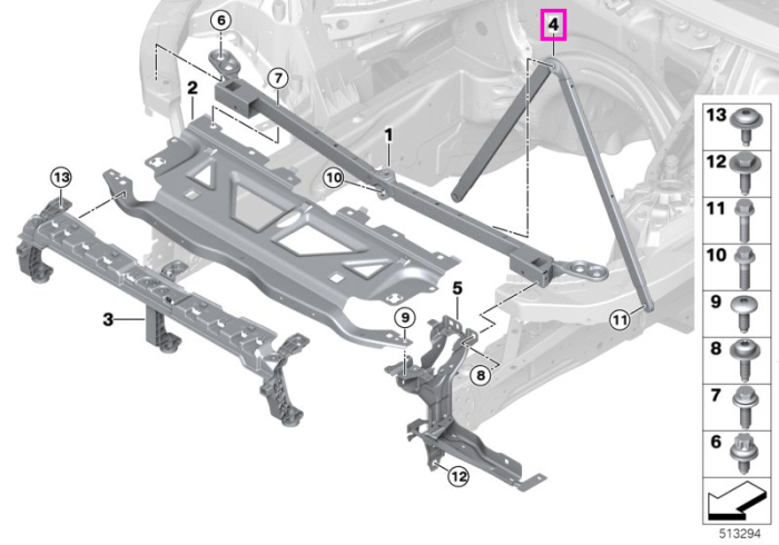 Bara rigidizare compartiment motor (M) - BMW Seria 2 G87 M2, Seria 3 G80 G81 M3, Seria 4 G82 G83 M4, MS BMW Motorsport