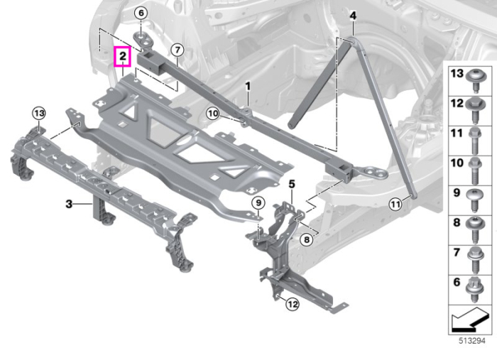 Legatura transversala rigidizare, punte fata (M) - BMW Seria 2 G87 M2, Seria 3 G80 G81 M3, Seria 4 G82 G83 M4, MS BMW Motorsport