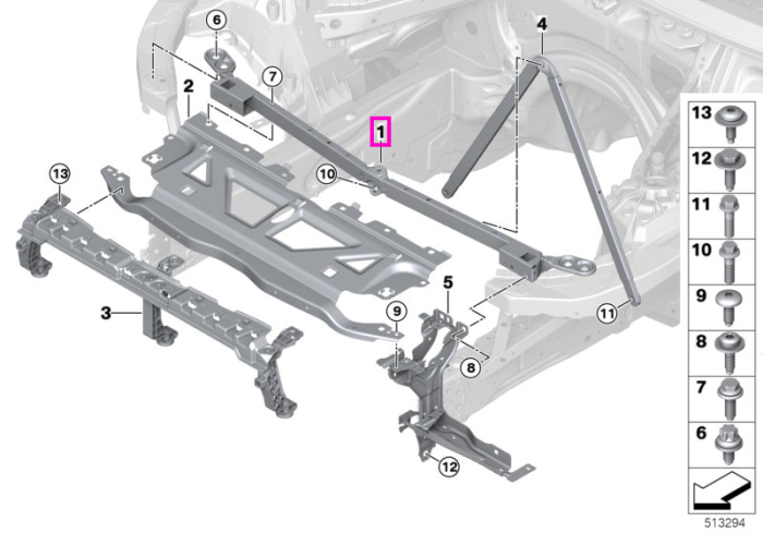 Bara de legatura superioara rigidizare/stabilizare, M - BMW Seria 2 G87 M2, Seria 3 G80 G81 M3, Seria 4 G82 G83 M4