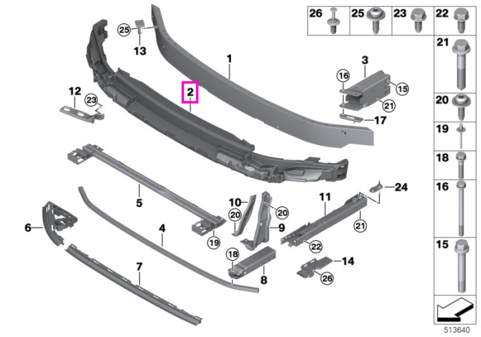 Element absorbtie impact, bara protectie fata - Mini Cabrio F57 LCI, F55 LCI, F56 LCI
