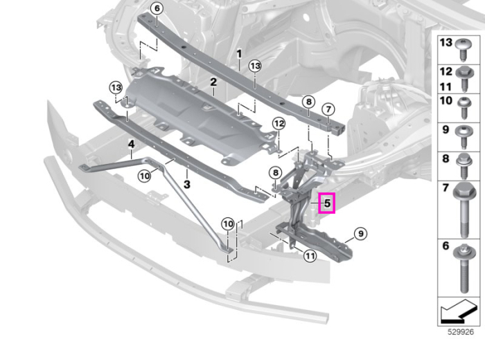 Suport montare far stanga - BMW Seria 5 G60 G61 G68 G90 G99 M5, Seria 7 G70