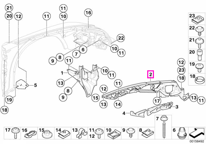 Suport modul aripa fata, superior dreapta - BMW X5 E70, X6 E71 E72