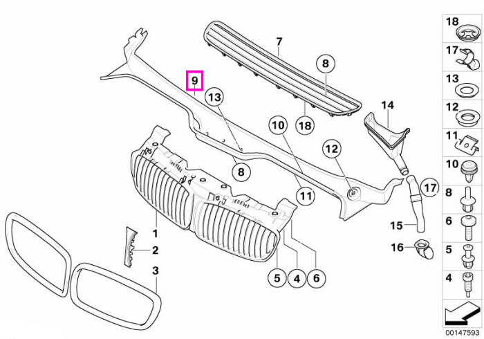 Capac plenum parbriz - BMW Seria 7 E65 E66