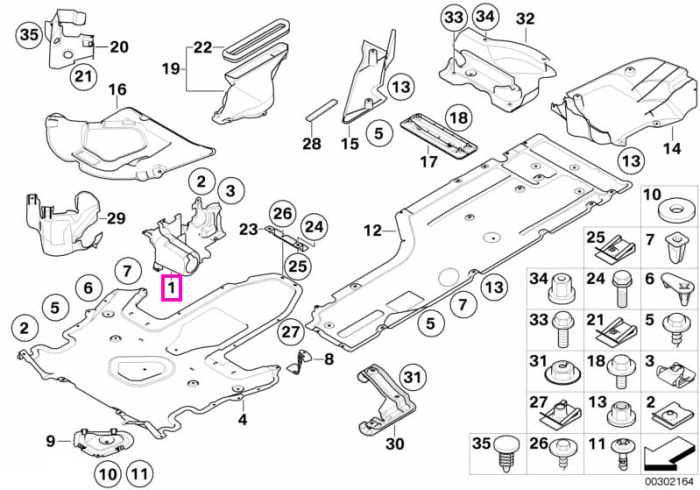 Protectie stanga mecanism directie - BMW Seria 5 E60 E61