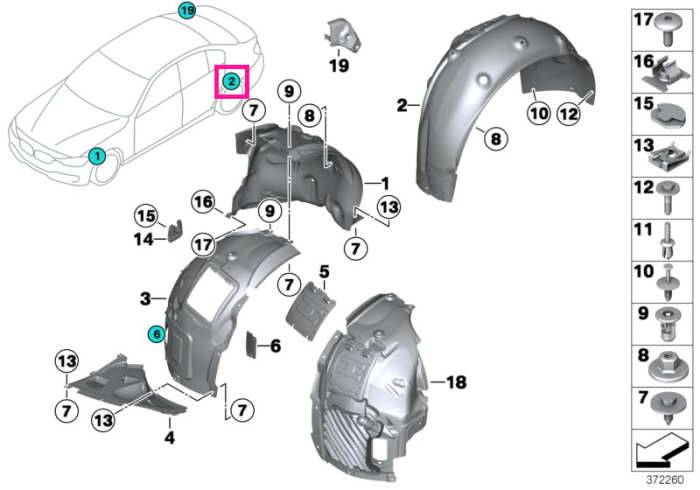 Carenaj aripa, spate, stanga – BMW Seria 4 F32, F33, F36
