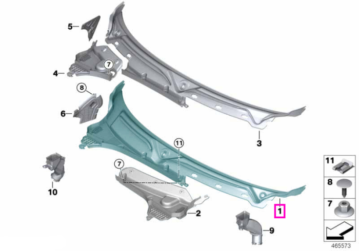 Ornament protectie stanga, inferior parbrizului - Mini Cabrio F57, F55, F56