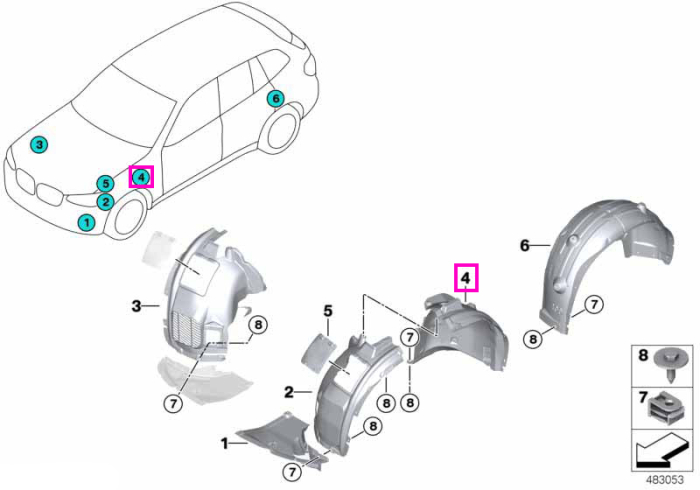 Carenaj pasaj roata fata dreapta, sectiune posterioara - BMW X3 G01 G08 M F97, X4 G02 M F98