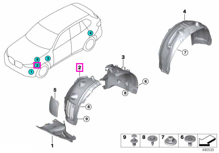 Carenaj pasaj roata fata stanga, sectiune anterioara - BMW X6 G06 M F96