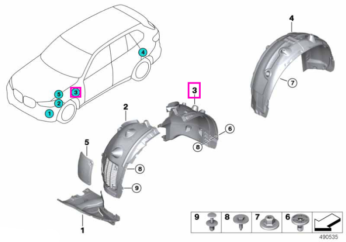 Carenaj pasaj roata fata, stanga, sectiune posterioara - BMW X6 G06 M F96
