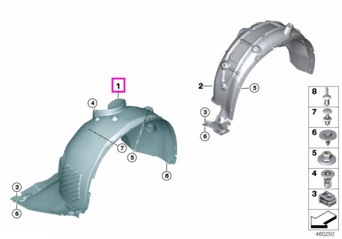Ornament protectie pasaj roata fata, dreapta - BMW X3 F39