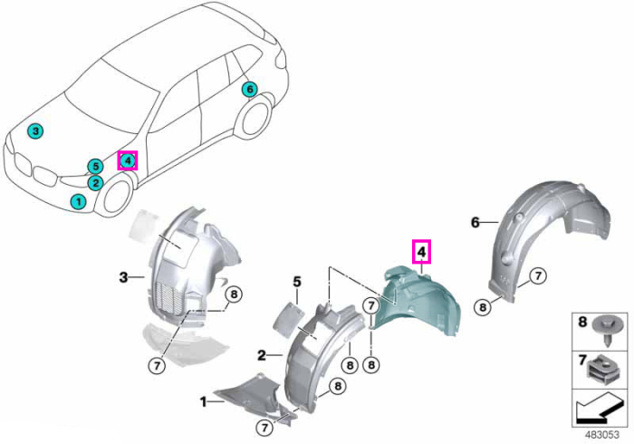 Carenaj pasaj roata fata, posterior, stanga - BMW iX3 G08 BEV (tip motor HA0)