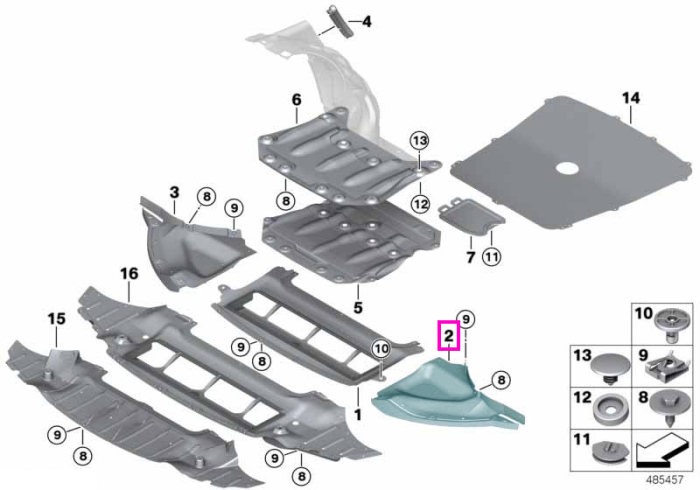 Carenaj aerodinamic lateral inferior, spre pasaj roata, stanga - BMW Seria 3 F80 M3, Seria 4 F82 F83 M4 - tip motor S55