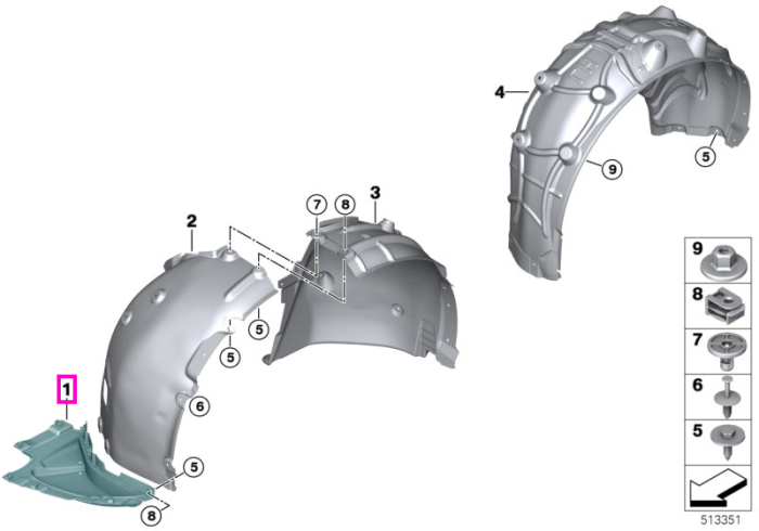 Ornament inferior pasaj roata dreapta - BMW i4 G26 Gran Coupe