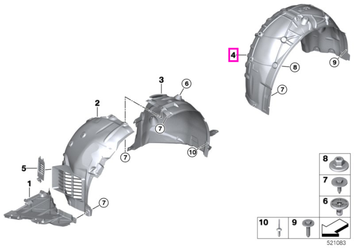 Carenaj pasaj roata, aripa spate, dreapta - BMW Seria 3 G80 G81 M3