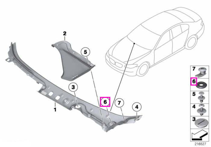 Inel de etansare ax stergator parbriz - BMW Seria 3 E46 E90 E91, Seria 5 F10 F11 F18, Seria 6 F06 F12 F13, Seria 7 E65 E66 F01 F02 F04, X5 E70, X6 E71 E72
