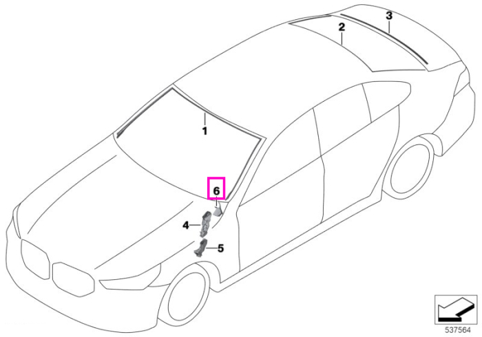Ornament scurgere apa parbriz, dreapta - BMW Seria 5 G60 G61 G68 G90 G99 M5