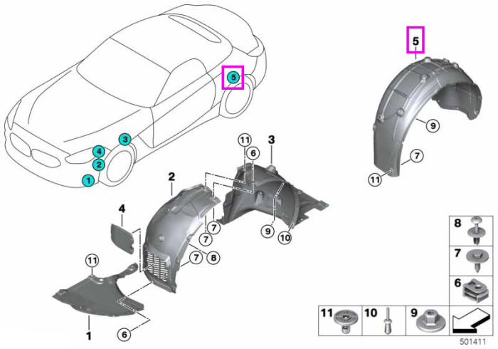 Carenaj roata dreapta spate - BMW Z4 G29