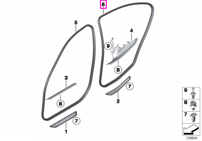  Garnitura etansare usa spate, dreapta - BMW Seria 4 F36 Gran Coupe