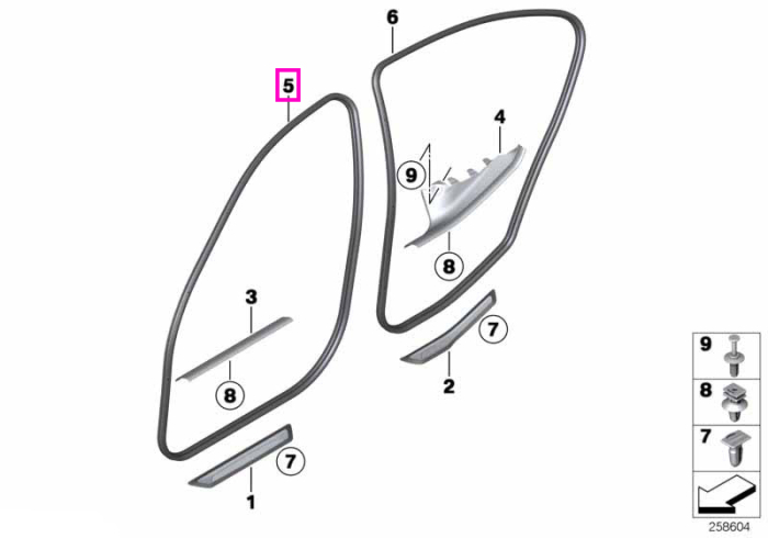  Garnitura etansare usa fata, dreapta - BMW Seria 4 F36 Gran Coupe	