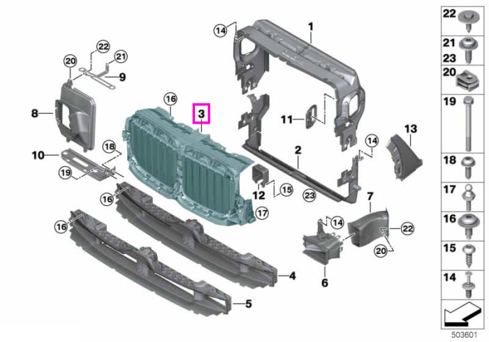 Canal aer superior, cu clapete, radiator - BMW X7 G07