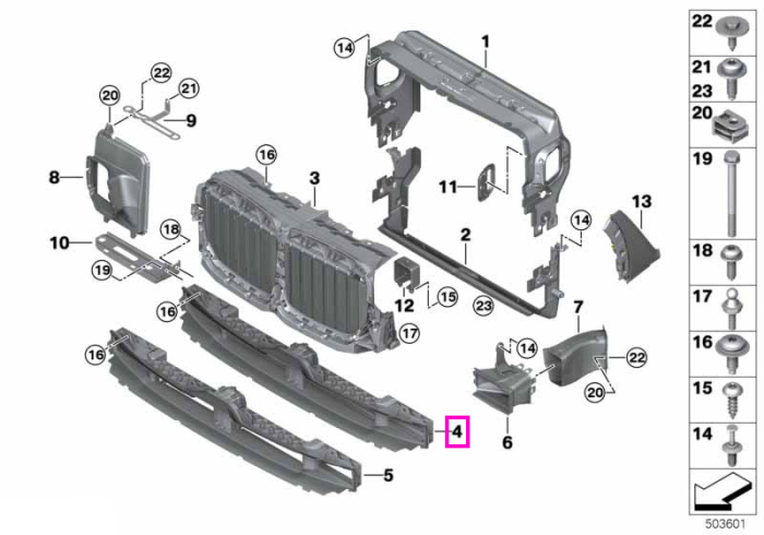Sistem clapete canal aer frontal, inferior - BMW X7 G07
