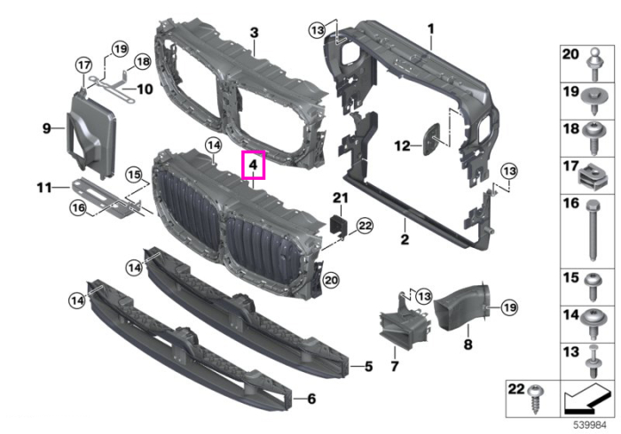 Clapete aer superioare grila centrala frontala - BMW X5 G05, X5L G18