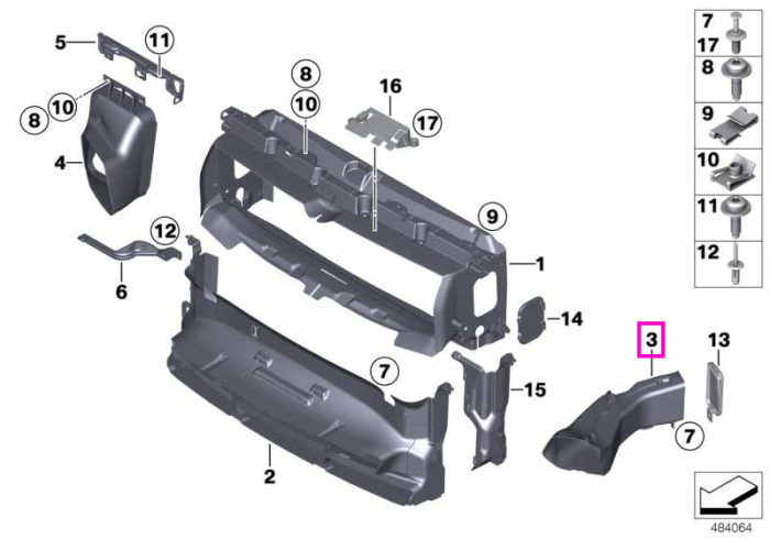Canal aer frontal, dreapta, racire sistem franare - BMW Seria 1 F20 F21