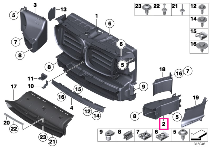 Canal aer ansamblu frana, stanga - BMW Seria 7 F01 LCI F02 LCI