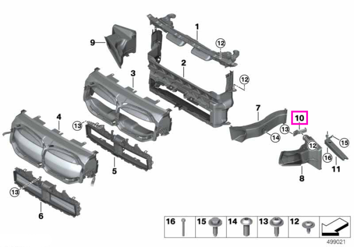 Suport radiator suplimentar, stanga sus - BMW Seria 1 F40 F52, Seria 2 F44 F45 F46, X1 F48, X2 F39 - Mini Clubman F54, Mini Countryman F60