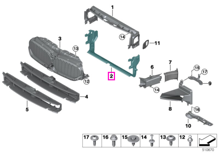 Canal aer inferior radiator - BMW Seria 5 G30 G31 G38
