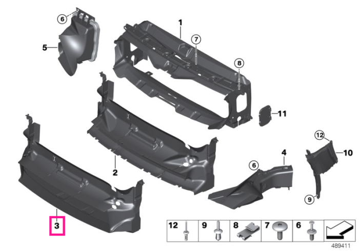 Deflector/Canal aer central, inferior, M-Paket - BMW Seria 4 F32 F33 F36