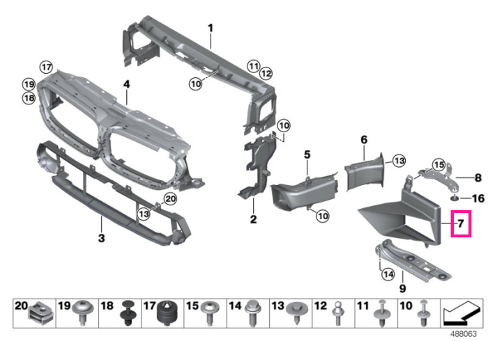 Canal aer radiator, fata, dreapta, M - BMW Seria 5 F90 M5