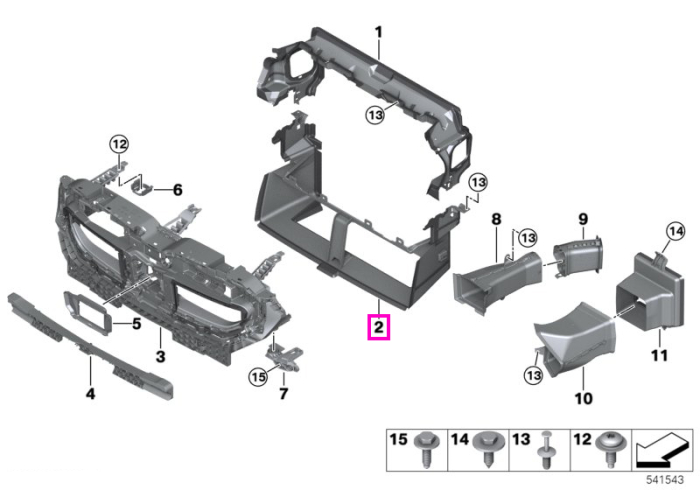Conducta aer radiator, inferior (M) - BMW Seria 5 G90 G99 M5 - tip motor S68X